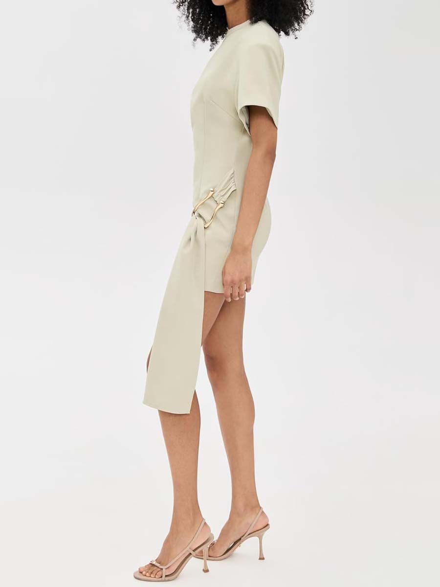 Fashion Metal Buckle Decorative Short Dress