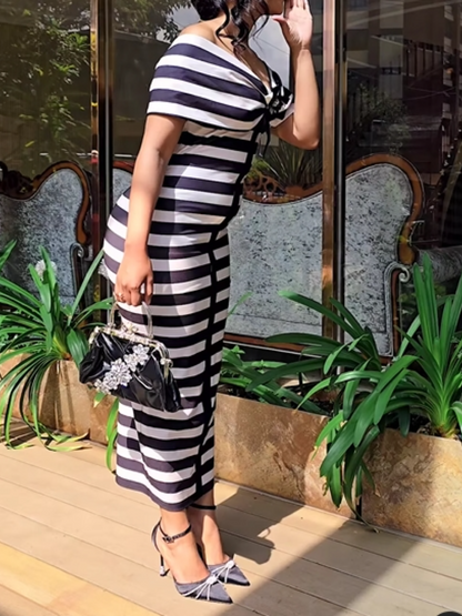 Elegant Striped Midi Dress