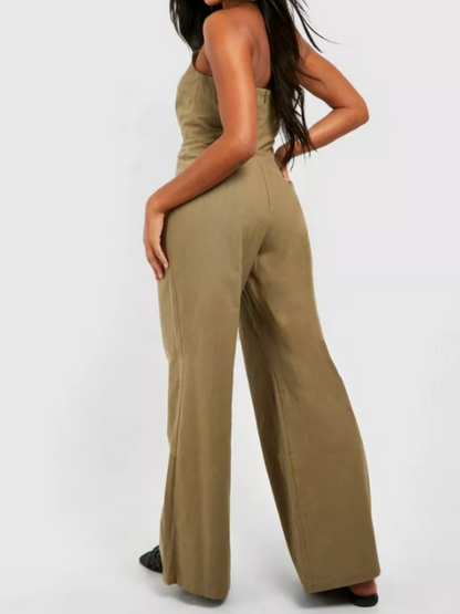 Stylish Lace-Up Cargo Jumpsuit