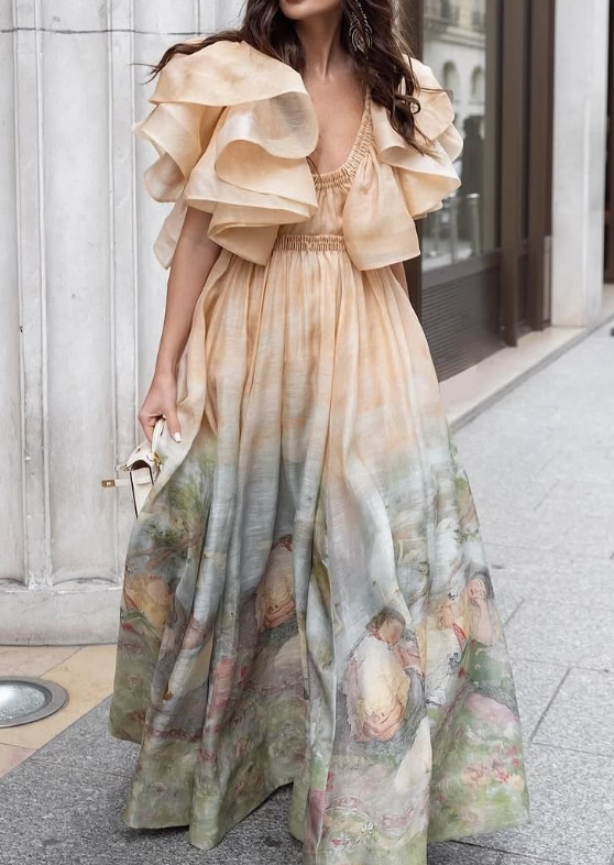 Demure Floral Maxi Dress