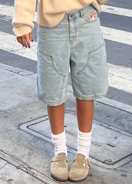 Fab Cigarette Embroidered Denim Shorts