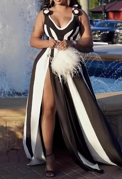 The Classy Black & White Maxi Dress