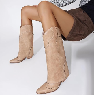 Women's Studded Western Cowboy Boots
