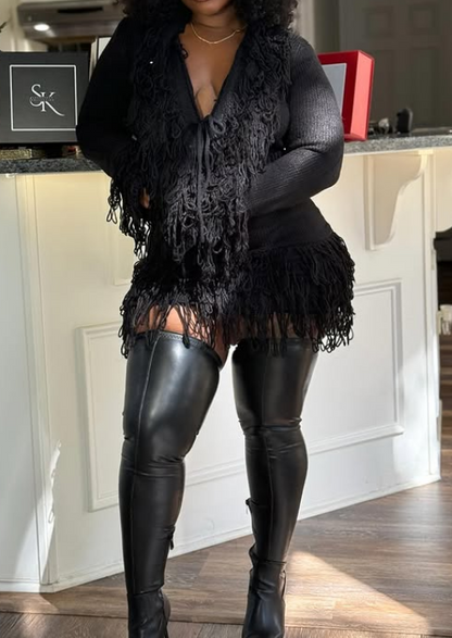 Fringe Knit Skirt 2pc Set