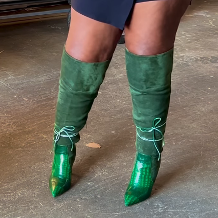 Women's Fashion Suede Patchwork Wide Boots