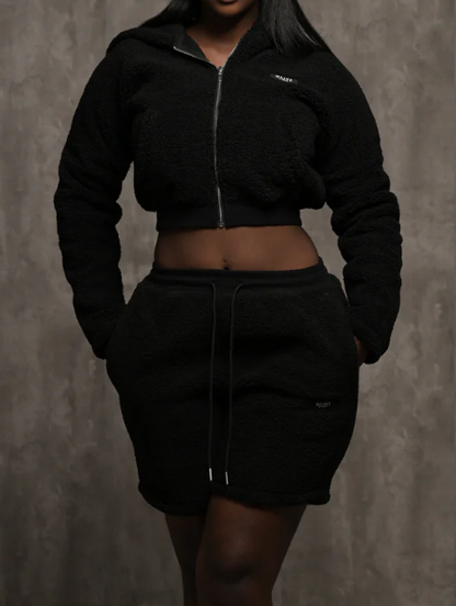 Warm Hoodie Shorts 2pc Set