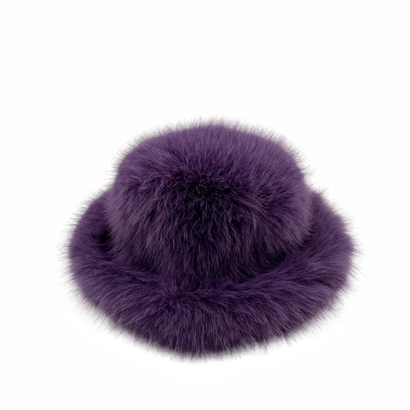Faux Fox Fur Plush Fisherman Hat