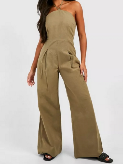 Stylish Lace-Up Cargo Jumpsuit