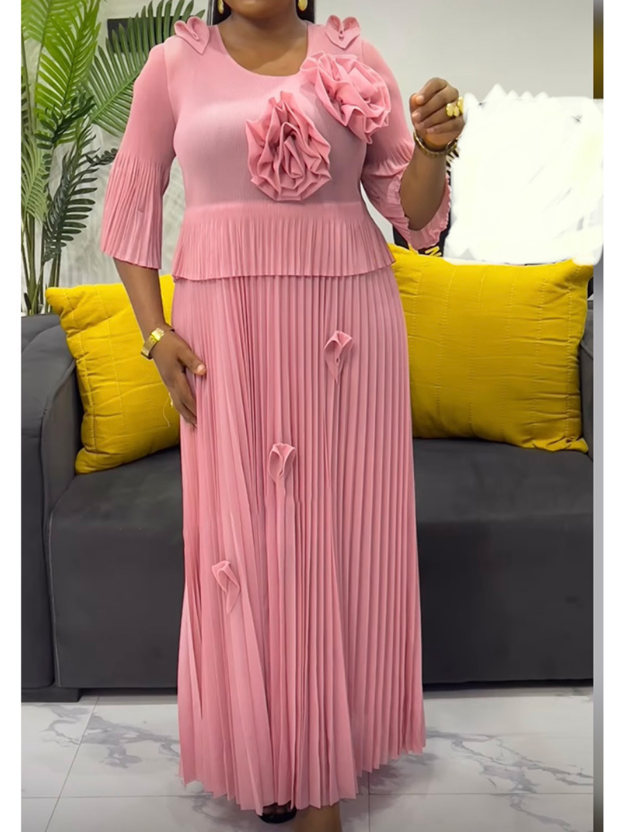 Classy Flower Lantern Sleeve Dress