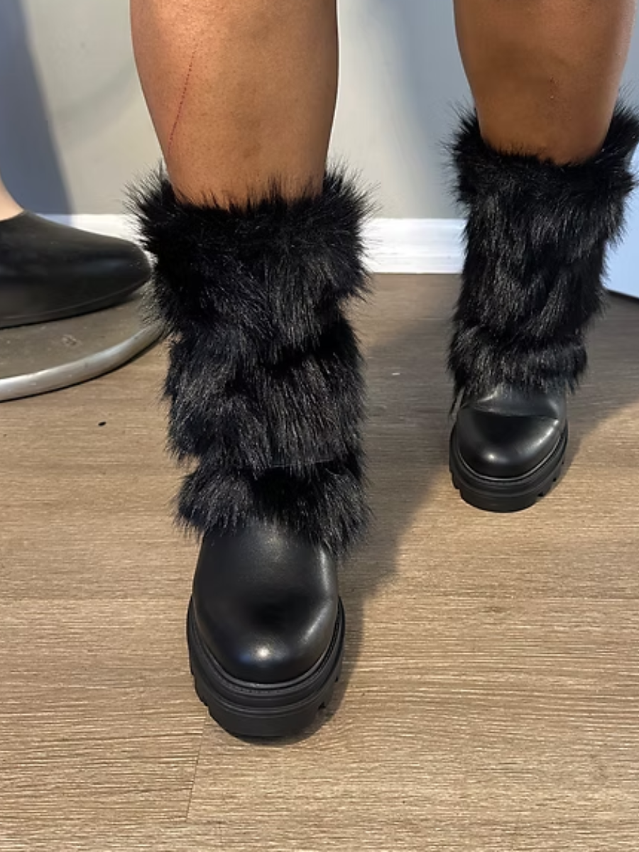Plush Buckle Boots