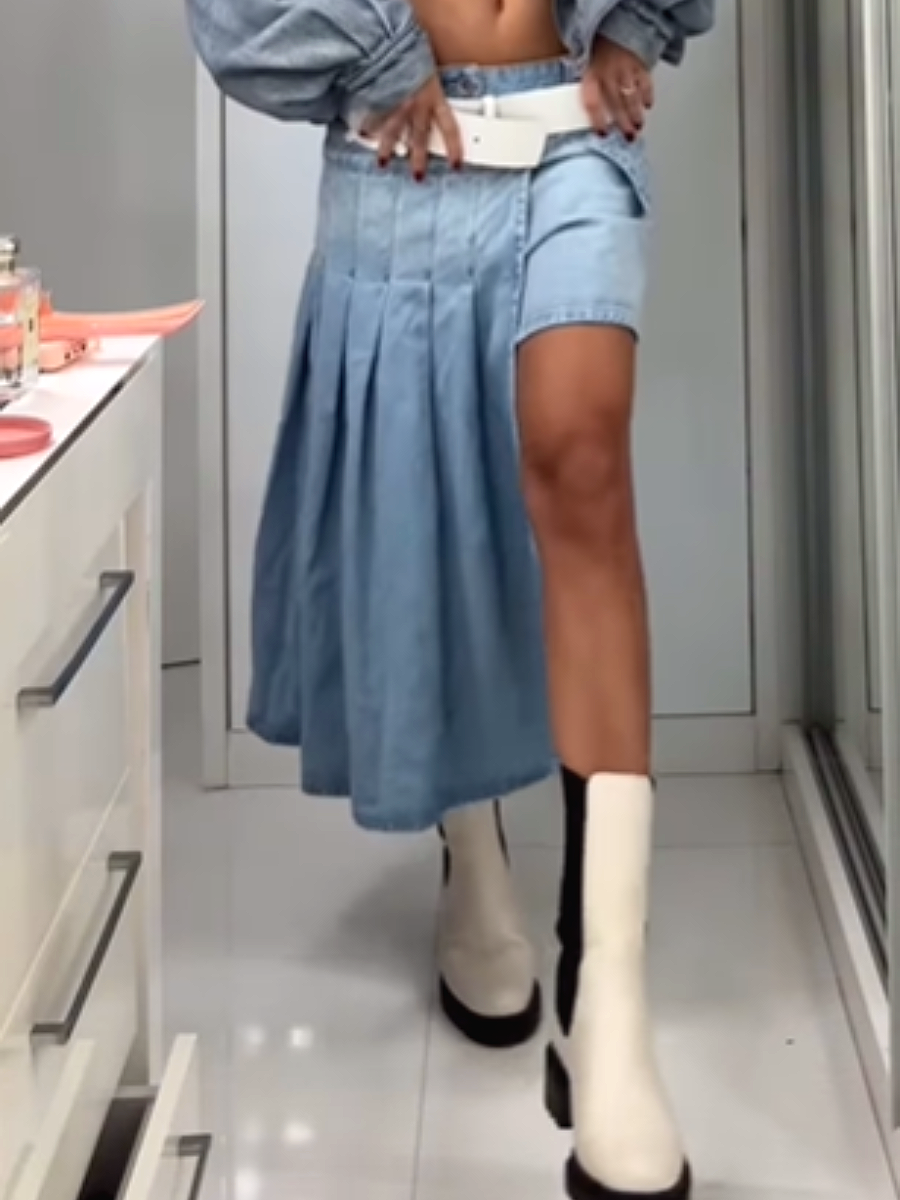 Irregular Style Denim Skirt