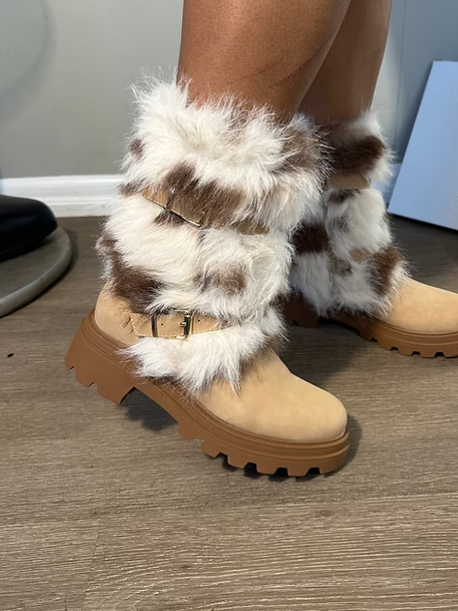 Plush Buckle Boots