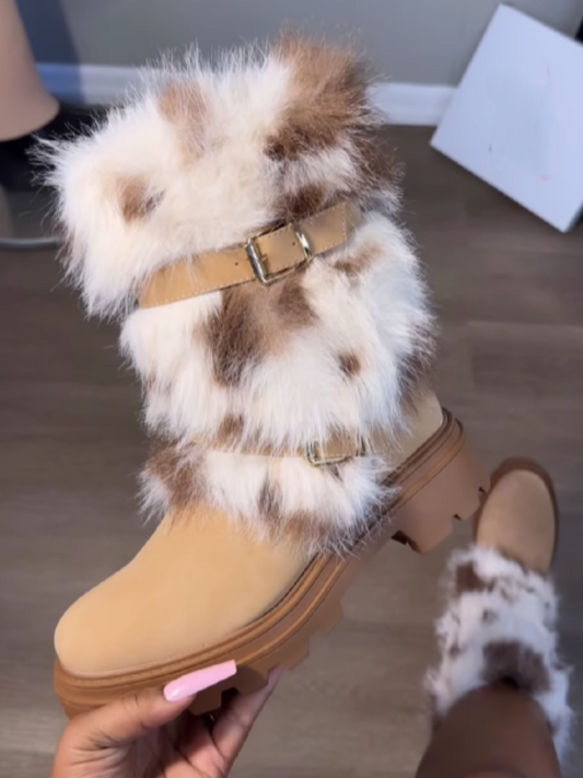 Plush Buckle Boots