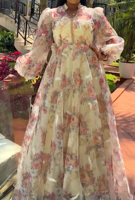 Demure Floral Maxi Occasion Dress