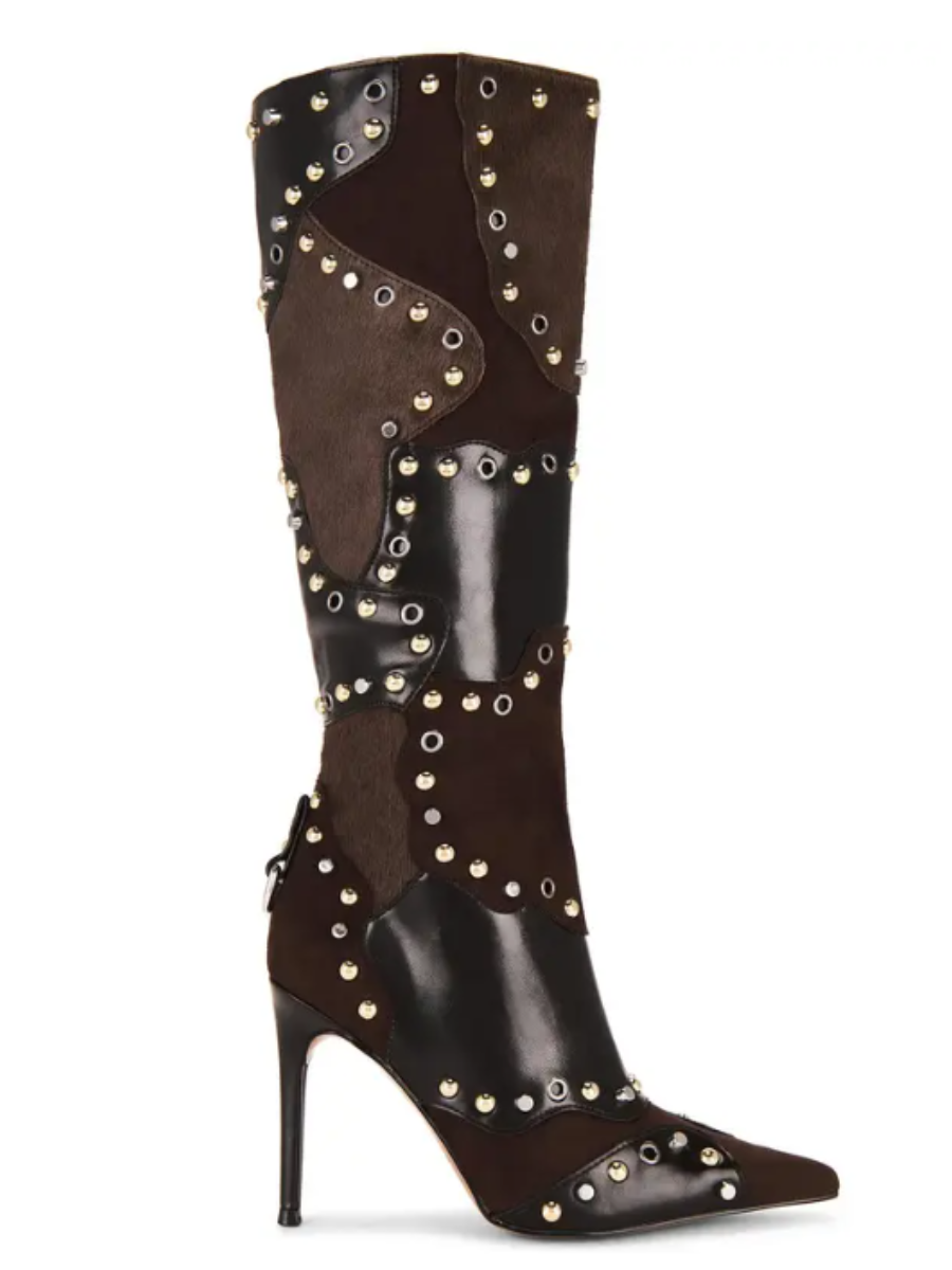 Stitching Colour Studded Pumps