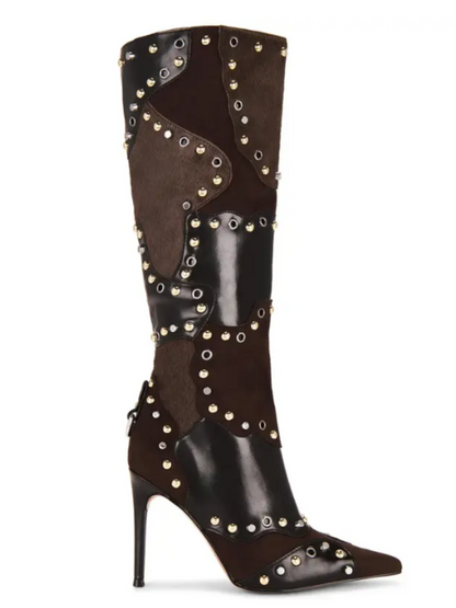 Stitching Colour Studded Pumps